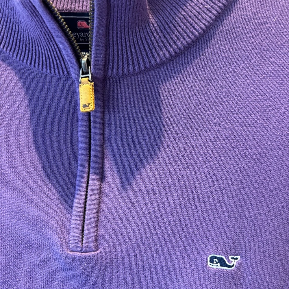 Vineyard Vines sweater Saltwater 1/4 zip purple SZ L. NWOT - Picture 4 of 9